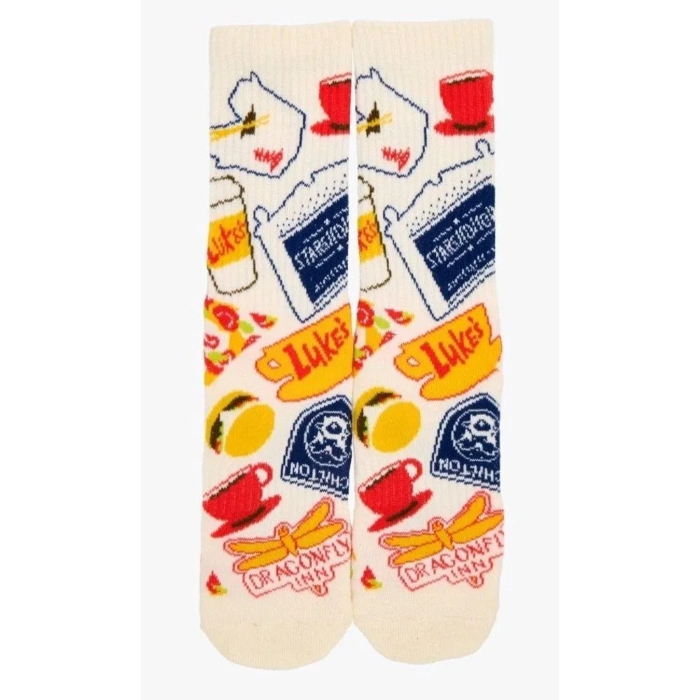NEW Gilmore Girls Icons Luke's Diner Dragonfly Inn Crew Socks Shoe Size 5-10